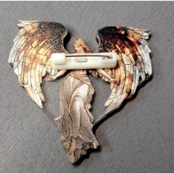 Angel Wing Brooch Pin-Stained Glass Style Lapel Costume Jewelry Multicolor - Picture 2 of 5